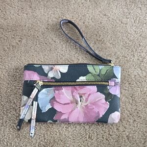Floral Wristlet with Pink and Green Accents
